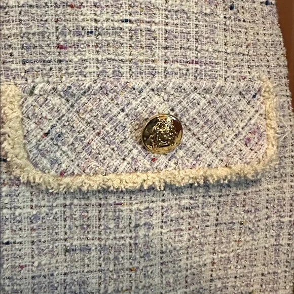 Isaac Mizrahi Boucle Tweed hip pockets lavender Cream short sleeve S Mini Dress - Picture 4 of 14